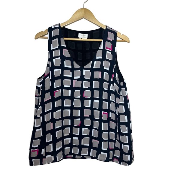 Kate Spade Abstract Sweets Geometric Top Womens Size 12 Lined Crepe Shirt Office - Picture 2 of 10